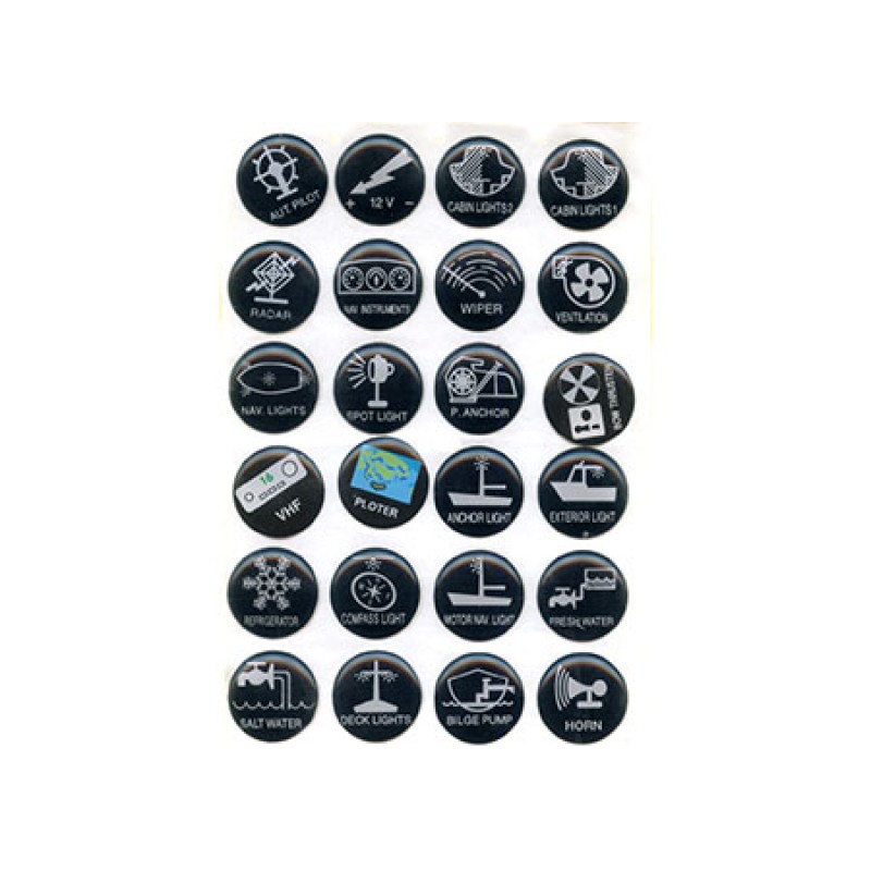 Autocollants Interrupteur Lot De 6 - Symboles 14 Mm - Adhésif Transparent Résistant